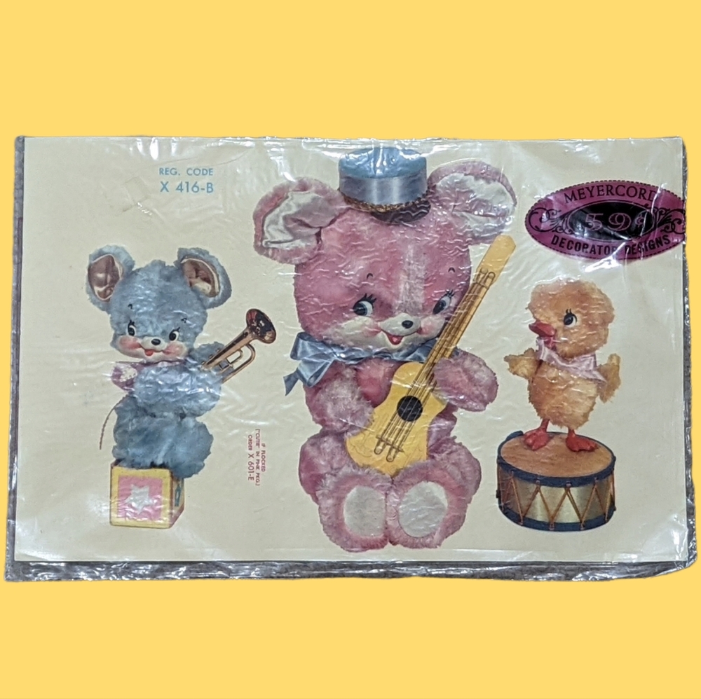 Vintage Nursery Decals Wall Decor Furniture Meyercord MCM Easy Apply "Cutie" NOS
